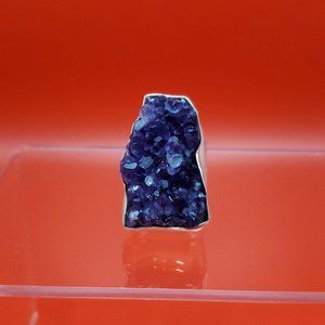 Size 8.75 925 Sterling Silver Handmade Large Geode Amethyst Ring